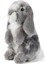 Pluche grijze konijn knuffel 19 cm - Knuffeldieren - Huisdieren knuffels - Speelgoed voor kind