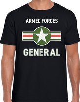 Militair / Armed forces verkleed t-shirt zwart voor heren - generaal / soldaat  carnaval / feest shirt kleding / kostuum L
