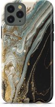 Apple iPhone 11 Pro Marmor Design Back Cover Hoesje - Zwart & Goud