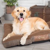 Geruit Hondenbed 100x70cm met Anti-Slip Onderzijde - Wasbaar - Scruffs Windsor in Grijs en Bruin - Bruin