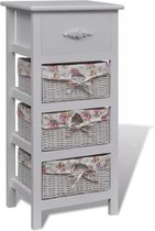 Kast met 1 lade en 3 manden hout wit (incl. vloerviltjes)