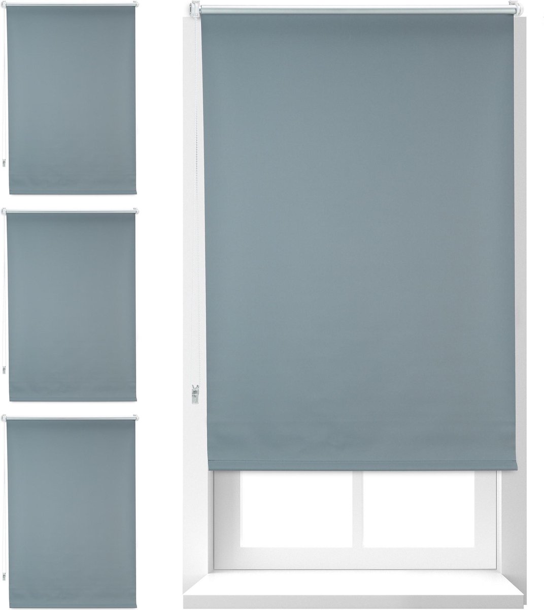 Relaxdays 4x verduisteringsrolgordijn grijs - thermo rolgordijn zonder boren - 70x160