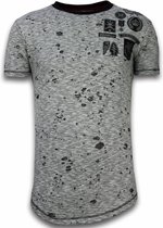 Longfit Asymmetric Embroidery - T-Shirt Patches - Guerrilla - Grijs