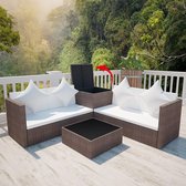 Tuin Loungeset Bruin 4 delig (Incl LW Fleece deken) - Lounge bank tuin - Tuinbank - Loungebank - Tuinset - Tafelset tuin