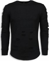 3D Stamp PARIS Trui - Damaged Sweater - Zwart