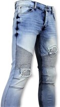 Blauwe skinny jeans met scheuren heren - Mannen Broek  3008