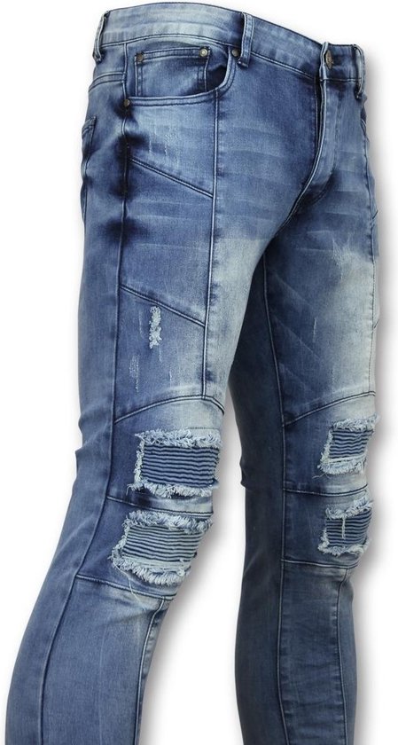 Speels fout Meditatief Skinny biker jeans heren - Stoere jeans mannen - ZS1058 - Blauw | bol.com