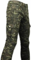 Exclusieve Side Pocket Jeans - Slim Fit Biker Jeans Camouflage - Groen