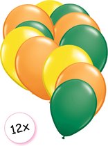 Ballonnen Geel, Groen & Oranje 12 stuks 27 cm