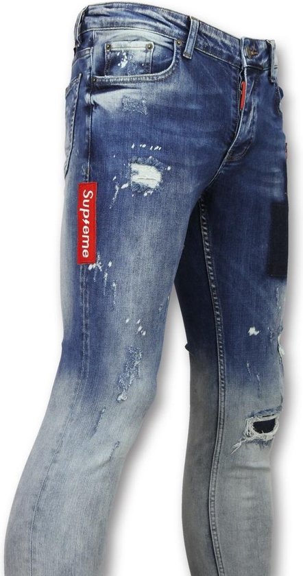 Jeans slim Mannen - Heren stretch spijkerbroek - 013 - Blauw | bol.com