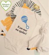 Rompercity - Design Romper Kom met met Spelen! - Blauw / Biologisch Katoen / Geboorte Cadeau / Maat 50-56