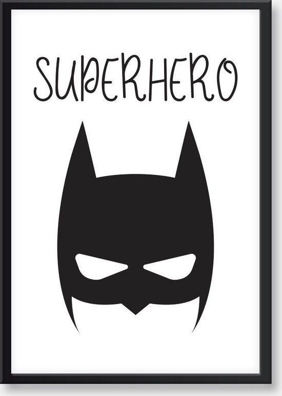Seldona® Poster kinderkamer Superhero - Zwart wit - Scandinavisch design - jongen - Babykamer posters - A3 formaat (30x40cm) Poster batman