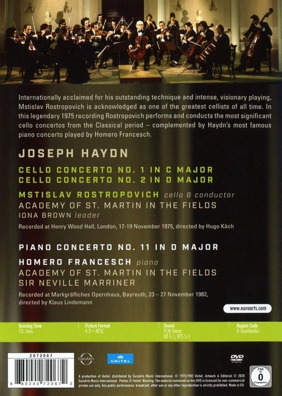 Joseph Haydn: Cello Concertos Nos. 1 & 2/Piano Con - Mstislav/homero Francesh/ac.of St.martin-in-the-fields Rostropovich