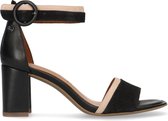 No Stress - Dames - Zwarte leren sandalen met hak - Maat 37