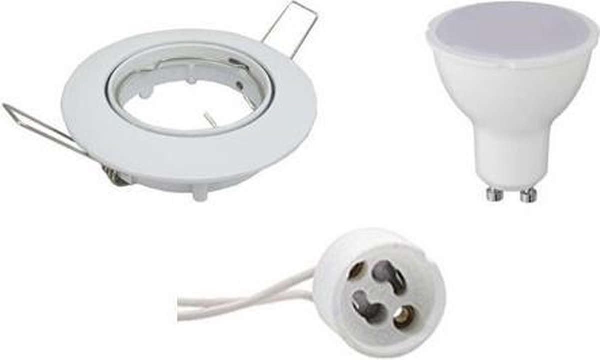 GU10 Inbouwspot Set - Glans Wit - Inbouw Rond - Kantelbaar - 4W - Warm Wit 3000K - Ø82mm