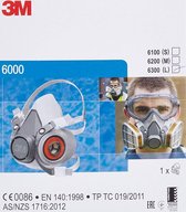 3M Halfgelaatsmasker voor verwisselbare luchtfilters Maat M | Gasmasker veiligheids masker 6000M is een halfgelaat systeem | universele pasvorm | exclusief filters | masker mondkap