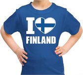 I love Finland t-shirt blauw voor kids - Fins landen shirt - Finland supporters kleding 122/128