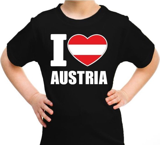 I love Austria t-shirt zwart voor kids - Oostenrijks landen shirt - Oostenrijk supporters kleding 158/164