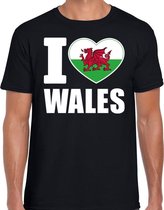 I love Wales t-shirt zwart voor heren XL