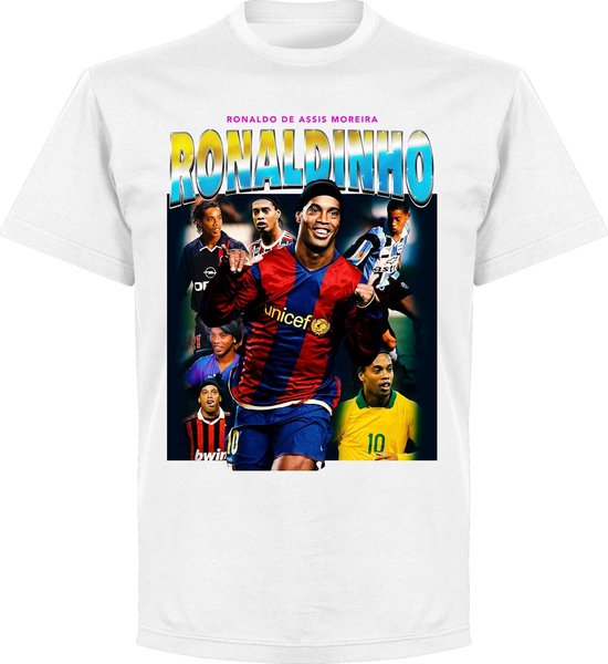 Ronaldinho Old-Skool Hero T-Shirt - Wit - S