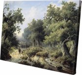 Boslandschap met reizigers | Jacob Cremer | 1849 | Wanddecoratie | Canvas | 30CM x 20CM | Schilderij | Foto op canvas | Oude meesters