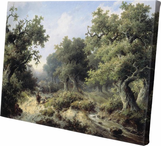 Paysage forestier avec voyageurs | Jacob Cremer | 1849 | Décoration murale | Toile | 30 cm x 20 cm | Peinture | Photo sur toile | Maîtres anciens