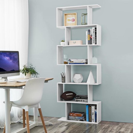 Bobbel Home - Boeken kast - Witte Opbergkast met Schappen - Ruime Opslagcapaciteit - Stabiel en Veilig - Boekenrek - 70x24x190,5 cm van Bobbel Home — afbeelding 4