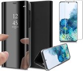 Samsung S20 Plus Hoesje en Samsung S20 Plus Screenprotector - Samsung Galaxy S20 Plus Hoesje Book Case Spiegel + Screenprotector - Zwart