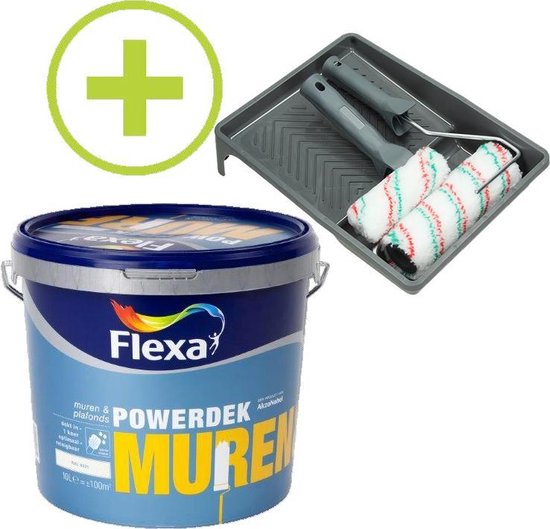 Flexa Powerdek Muurverf - Muren & Plafonds - Binnen - RAL 9001 - 10 L +  Muurverfset... | bol.com