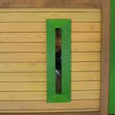 AXI Atka Speeltoestel in Bruin/Groen - Speeltoren met Verdieping, Zandbak en Grijze Glijbaan - FSC hout - Speelhuisje op palen met veranda voor kinderen - Speeltoestel voor de tuin / buiten