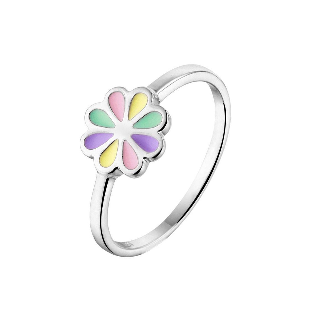 YO&NO - Ring - Zilver - Aanschuifring - Bloem - 14.75mm - 7.5mm - Kinderen - Gerhodineerd - Zilver 925