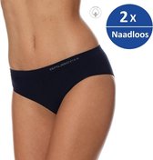 Brubeck Dames Ondergoed Hipster - Naadloos Elastisch katoen - 2 Pack - Marineblauw - XL