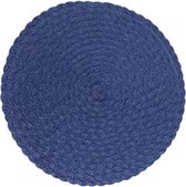 Luxe gevlochten placemat rond- ∅ 39 cm - polypropyleen – kunststof – blauw