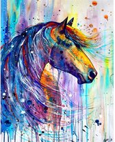 Happy Painter® Diamond Painting volwassenen - Kleurig paardenhoofd - 30x40cm vierkante steentjes