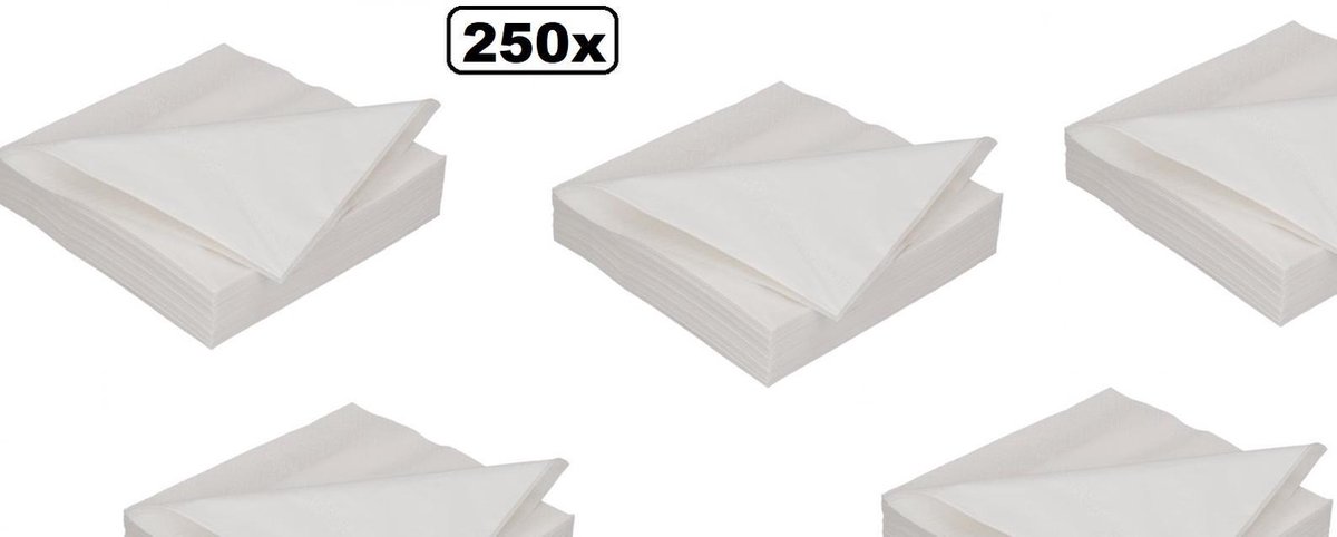 250x Servetten 33x33cm wit - servet tissue diner eten en drinken festival carnaval thema feest
