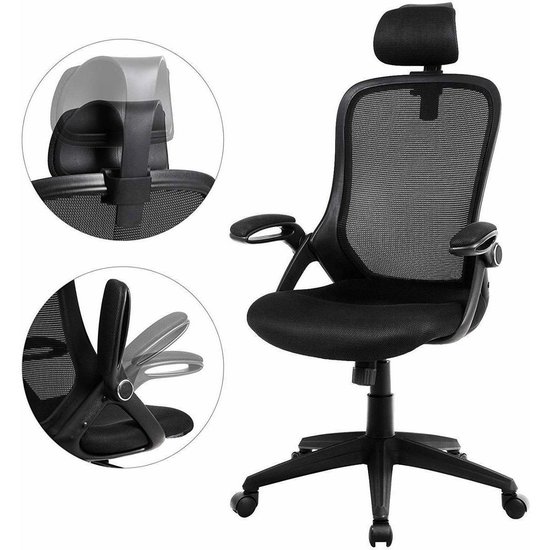 Ergonomische bureaustoel NAKOR, opvouwbare armleuningen, comfortabel en functioneel, in het