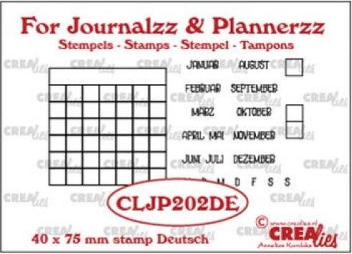 Crealies For journalzz & plannerzz stempels - Maanden DE - stempel agenda - tabel