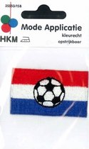 APPLICATIE NEDERLANDSE VLAG MET VOETBAL OPSTRIJKBAAR 6 X 3.5cm. - 5 STUKS