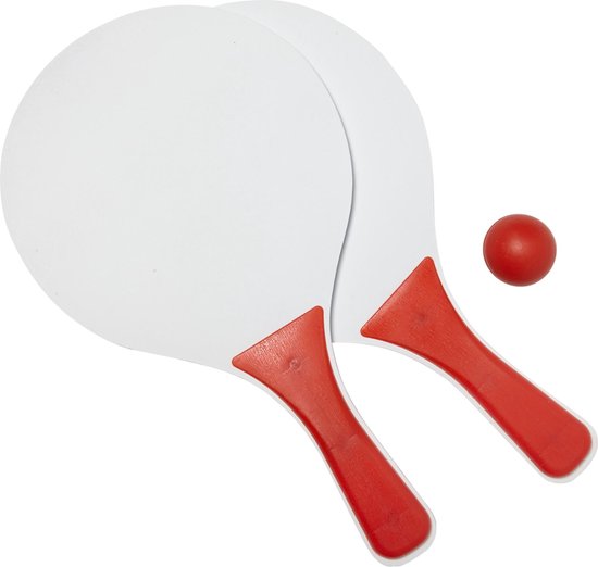 Foto: Beachball set hout strandspeelgoed strand tennis set rood