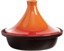 Cosy & Trendy Tajine Zwart / Oranje - Gietijzeren Schaal - Ø25cm - Geschikt voor Inductie