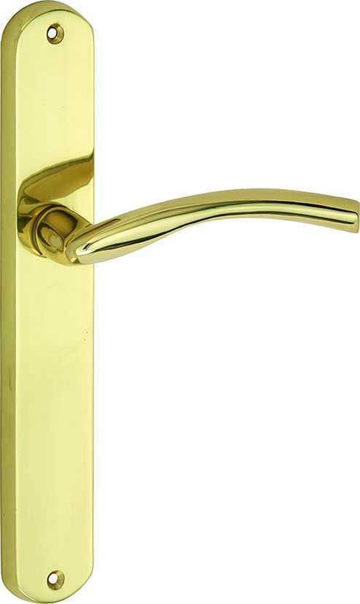 Deurkruk op schild Brezza blind messing gelakt