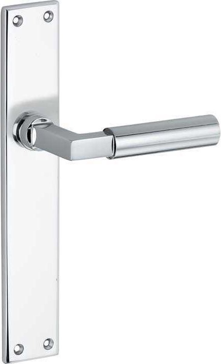 Deurkruk op schild Bauhaus blind glans chroom
