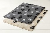 Lovely Nights vetbed/kleed grey with 2 color print paw + bies 100x75 rechthoek