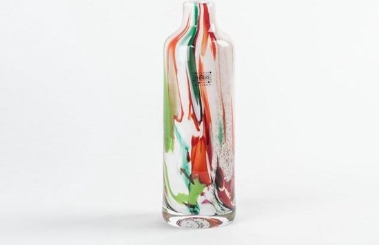 Design vaas Bottled - Fidrio MIXED COLOURS - glas, mondgeblazen bloemenvaas - diameter 8 cm hoogte 25 cm