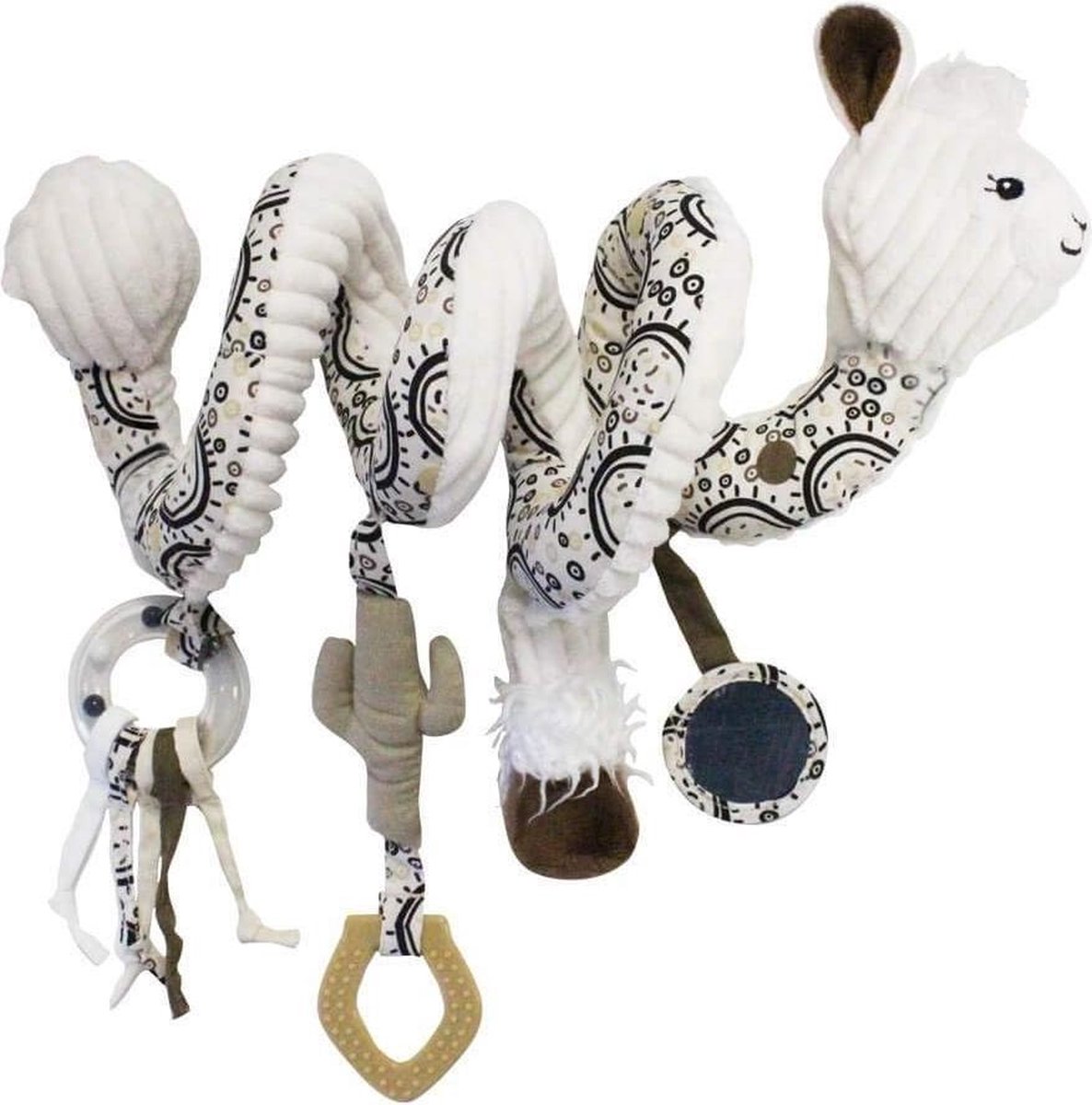 Les Deglingos Kinderwagenspanner Spiraal Lama Wit 30 Cm