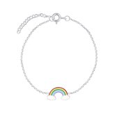 Joy|S - Zilveren regenboog armband 14 cm + 3 cm