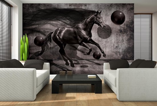 Fotobehang Zwart Paard XXL – 368 x 254 cm