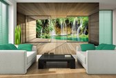 Fotobehang Vlies | Natuur, Waterval | Groen | 368x254cm (bxh)