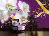Pattern Flowers Orchids Abstract Photo Wallcovering