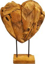 SENSE Teakhouten hart op voet - Houten decoratie - Gerecycled hout - Ornament - Wortelhout deco